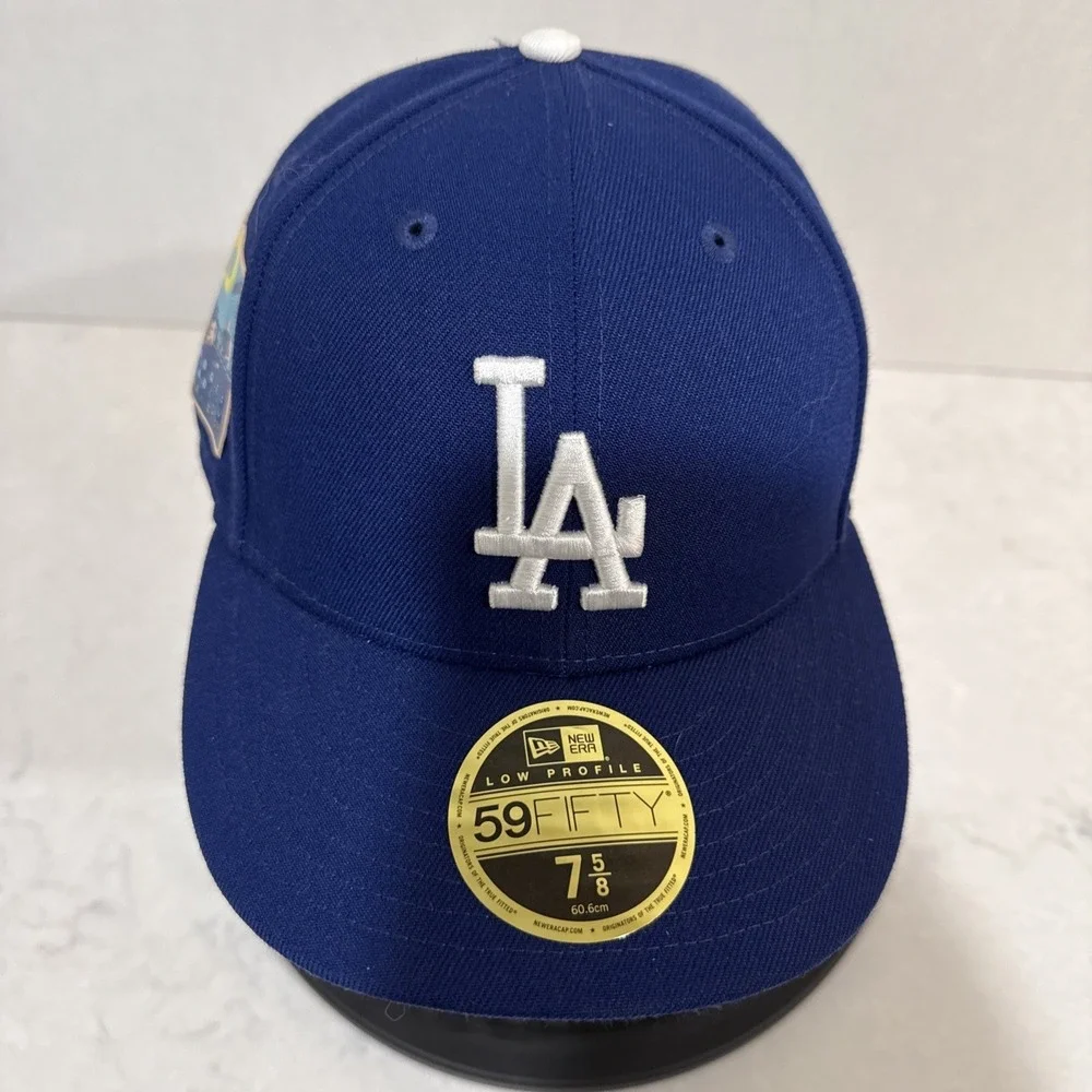 Dodgers 60th Anniversary Of Dodger Stadium Patch Hat Cap NAVY/WHITE  7 5/8  NEW